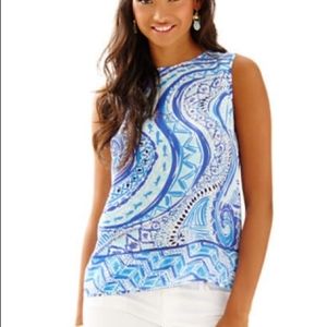 Lilly Pulitzer silk tank XL Bay Blue Mermaid